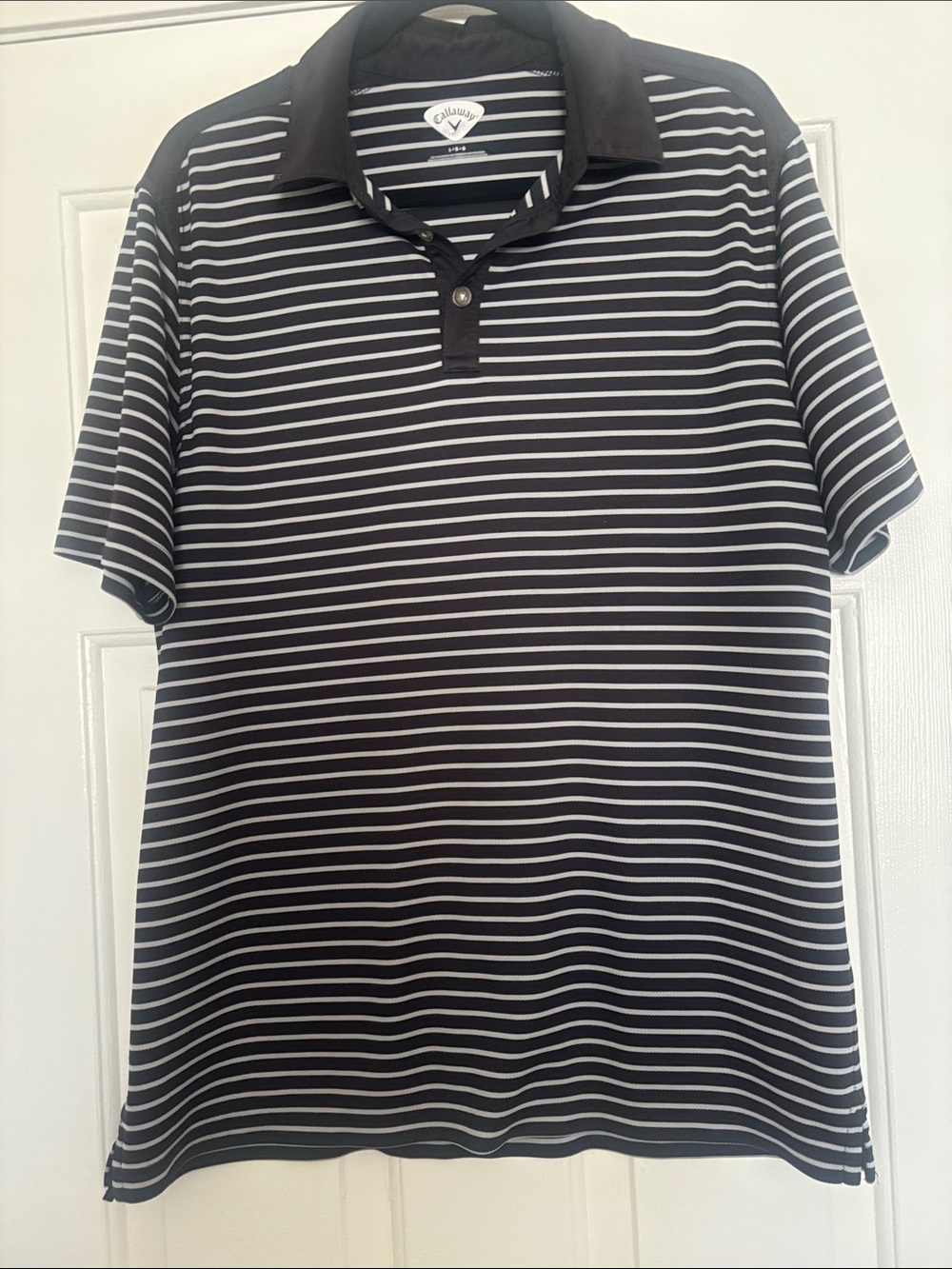 Callaway Black and White Striped Golf Polo
